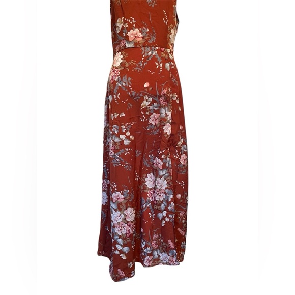 SHEIN Floral Thin Strap Orange Maxi Dress Women’s Small - Picture 3 of 14